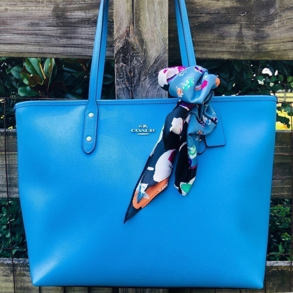 🦋Coach Azure Blue Tote Wallet Scarf Cosmetic Set - Picture 3 of 8